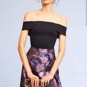 Deletta Anthropologie Structured Off-The-Shoulder Crop Top Black L